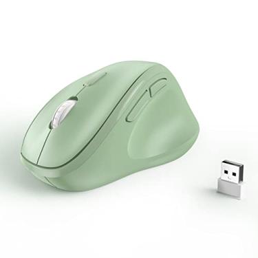 Imagem de Mouse ergonômico sem fio com receptor USB para PC, laptop e desktop, mouse Ergo vertical com cliques silenciosos de longa duração da bateria, até 1600 DPI e 1 pilha AA (não incluída), verde