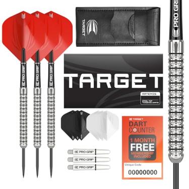 Imagem de Target Darts Conjunto de dardos de ponta de aço tungstênio 26G Artemis - 6 eixos Pro Grip - 9 Pro Ultra Flights - Carteira de dardos - Pacote de cupons de aplicativo de contador de dardos