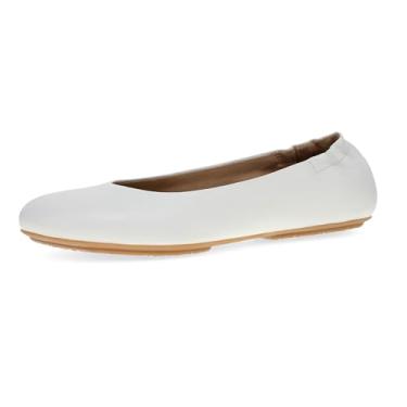 Imagem de Dansko Sapatilhas femininas Mollie Slip-On Ballerina – Plataforma embutida com suporte de arco – Calçado versátil casual a elegante – Sola de borracha leve, Branco, 37