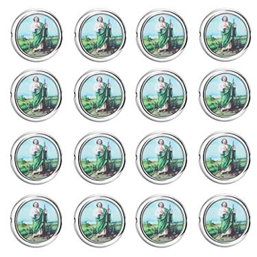 Imagem de 40 peças de contas de acrílico de São Bento medalha milagrosa rosa, rosário floral, peça central de mesa de crucifixo pingentes para fabricação de joias