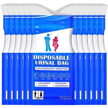 Imagem de Saco descartável para mictório, bolsa de urina portátil, vaso sanitário portátil para adultos, bolsa de mictório unissex para homens mulheres crianças, sacos de urina de emergência, sacos de vômito