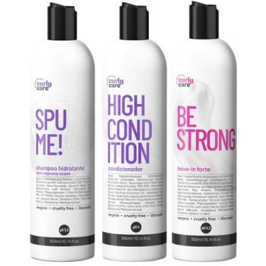 Imagem de Kit Curly Care Shampoo Condicionador E Leave In Forte Be Strong Creme