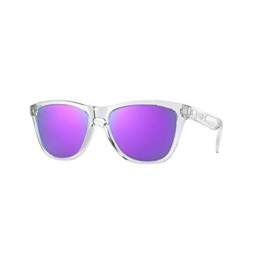 Imagem de Oakley Men's OO9245 Frogskins Asian Fit Rectangular Sunglasses Non Polarized, Polished Clear/Prizm Violet, 54 mm