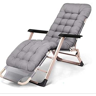 Imagem de Reclinável dobrável, cadeira de gravidade zero Reclinável de acampamento espessada com encosto de cabeça deslizante ajustável Reclinável reclinável dobrável adequada para uso interno e exter