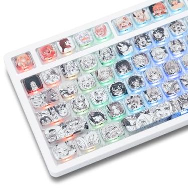 Imagem de Teclado de pudim de anime, teclas claras de perfil baixo, conjunto de teclas com impressão lateral XVX Shine Though com sublimação de corante adequado para a maioria dos teclados mecânicos 75% 60%