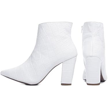 Imagem de Bota Feminina Bico Fino Cano Curto Branco Torricella Cor:Branco;Tamanho:35;Genero:Feminino