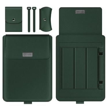 Imagem de GANGANPRO Capa para laptop de 11 a 12 polegadas com suporte compatível com laptop Microsoft Surface 5/4/3/2 de 13,5 polegadas, MacBook Air/Pro de 13,3 polegadas, capa de couro PU para laptops de 15 a