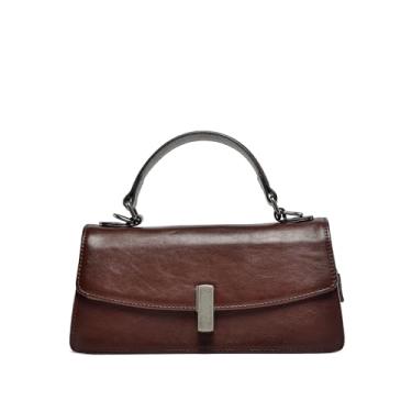 Imagem de Erivis Bolsa feminina de couro legítimo, bolsa transversal francesa bolsa de couro bovino de camada superior, Marrom