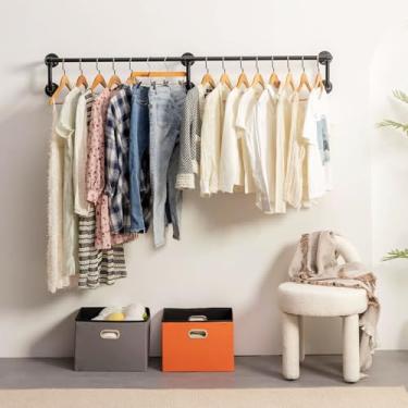 Imagem de Suporte de parede para roupas, cabideiro industrial para pendurar roupas, suporte de parede resistente para economizar espaço, varões de pendurar para roupas multiuso para armazenamento de armário,