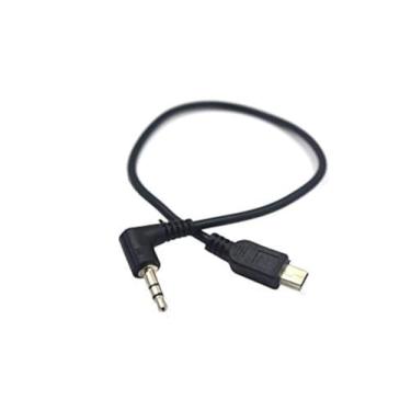 Imagem de Duttek Conector de áudio auxiliar macho DC 90 graus 3 polos 3,5 mm DC macho para mini USB macho cabo adaptador de microfone - 0,3 m/preto
