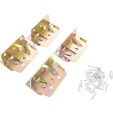 Imagem de Tech Team Conjunto de ripas de cama com trava positiva, sofá secional interligado e conector de móveis, para estruturas de cama de madeira, 4 conjuntos, ferragens incluídas