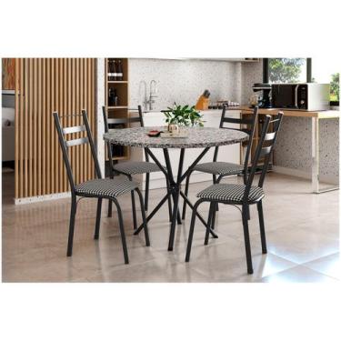 Imagem de Mesa de Jantar 4 Cadeiras Redonda Artefamol América Capri, Preto