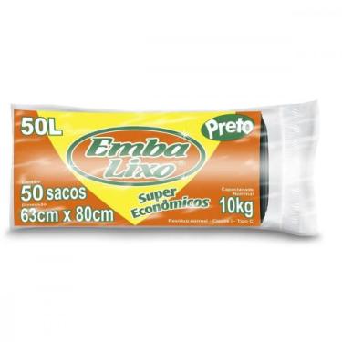 Imagem de Saco Embalixo Rolo Super Economico Preto  50L Com 50 Sacos  510075