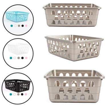 Imagem de Cesto Multiuso Organizador Pequeno 16x12x6Cm  Cinza 123Organizei - 123