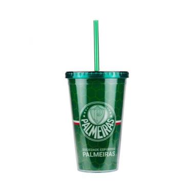 Imagem de Copo Plástico Canudo 450ml - Palmeiras - Mileno