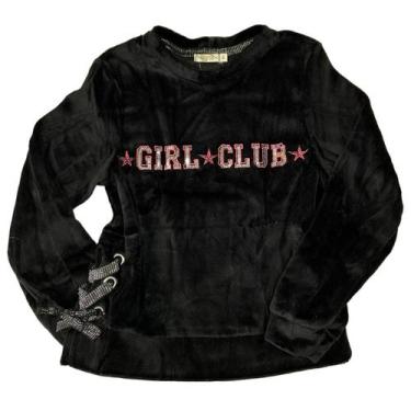 Imagem de Blusa De Frio Moletom Menina Veludo Estilosa Top - Anj Modas, Preto, R
