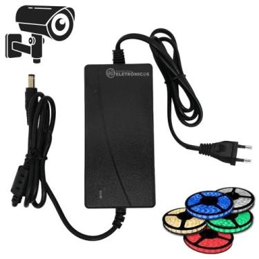 Imagem de Fonte 12v 5a Bivolt Preta 5 Amperes Plug P4 P/ Fita Led Cftv Conversor