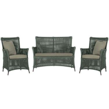 Imagem de Jogo Sofá e 2 Poltronas de Área Igapó Alumínio Pintura Marrom Corda Ná