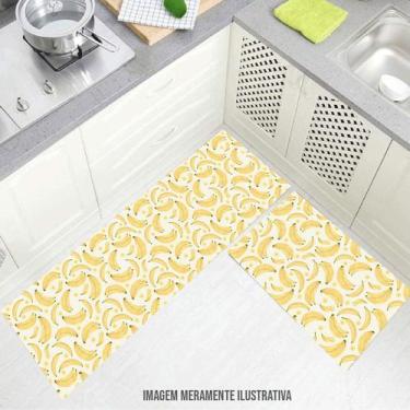 Imagem de kit cozinha passadeira 120x40cm cachos de banana 60x40cm - Deluzz