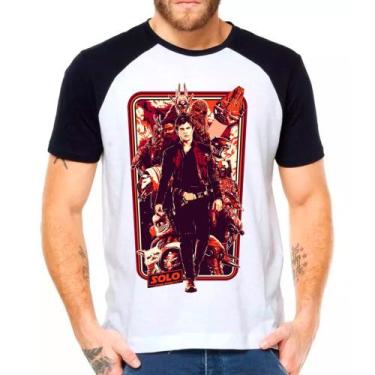Imagem de Camiseta Masculina Raglan Branca Hans Solo 32 - DESIGN CAMISETAS, Pret