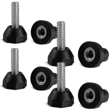 Imagem de Kit 24 Pés Niveladores 1/4 com Bucha - Genus Móveis, preto