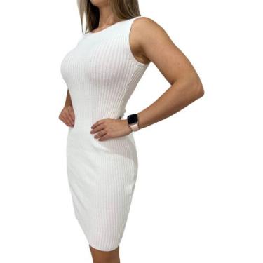 Imagem de Vestido Feminino Midi Canelado Basico Trico Modal Verão - Calu Tricot,