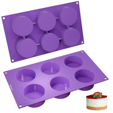 Imagem de Bakerpan Mini molde de bolo de silicone, para tortas, cupcakes - conjunto de 2 - mini cheesecake, sobremesas de mousse, moldes de biscoito Oreo coberto de chocolate