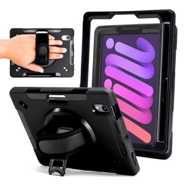 Imagem de ZAGG Capa de tablet robusta para iPad mini geração 6 - aderência e suporte de mão de nível empresarial de 360°, à prova de quedas de até 1 m - ideal para profissionais em movimento, preta