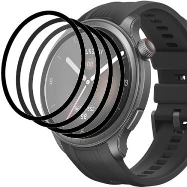 Imagem de Accdeny [4 peças de película protetora com Amazfit Balance, película de proteção de tela de borda 3D 360°, cobertura total, proteção antiarranhões, sem bolhas, sensor de impressão digital de toque 3D