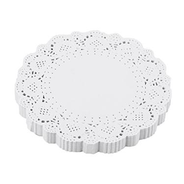 Imagem de DECORA Doilies redondos de renda de papel de 21,5 cm para decoração de talheres de casamento rústico pacote com 200