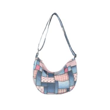 Imagem de CORIOS Bolsa de ombro de lona feminina de capacidade média, bolsa carteiro retrô, bolsa carteiro leve, rosa, Large