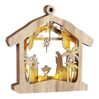 Imagem de Presépio iluminado interno,Presépio LED interno | Estatueta de Natal para decoração de mesa - Sinais de Natal de da estátua sagrada com luzes LED, peças centrais de mesa, decorações de Natal