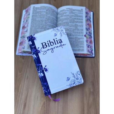 Imagem de Biblia ARC Flor Lírios Lilás com borda floral - Letras Grandes com Har