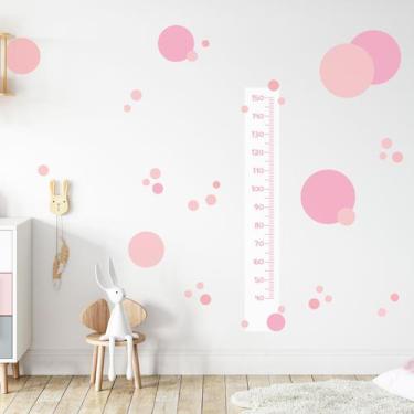 Imagem de Adesivo de Parede Régua Crescimento Bolinhas tons de Rosa - Quartinhos