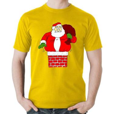 Imagem de Camiseta Algodão Papai Noel Chaminé - Foca na Moda, Amarelo, P