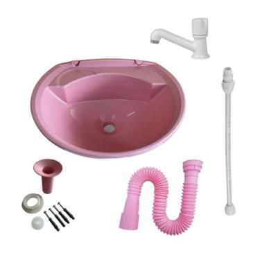 Imagem de Cuba Lavatorio Pia Economica Kit Rosa Completa P/ Banheiros E Mais - A