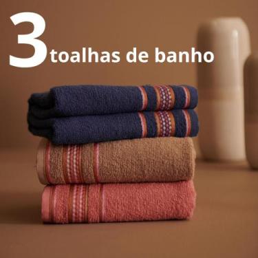 Imagem de Kit 3 Toalhas de Banho Criativa 100% Algodão 75cm X 120cm 280g/m - Toa