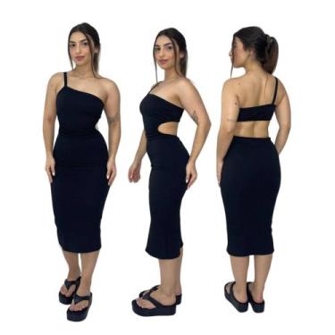 Imagem de Vestido Midi Natal/ Ano Novo Anarruga Costas Nua Manga Mula - sem marc