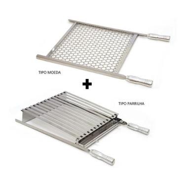 Imagem de Grelha Churrasco Parrilla Argentina + Moeda 40x40 Inox C.a. - Pantheon