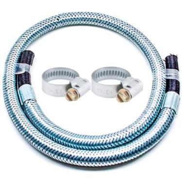 Imagem de Mangueira Metálica Bm X Bm 1,00Mt + Abraçadeiras Gás Glp Gn - MR GÁS