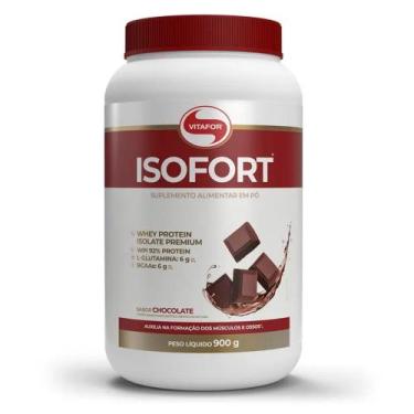 Imagem de Whey Protein Isolado Isofort Vitafor Sabor Chocolate com 900g, Chocola