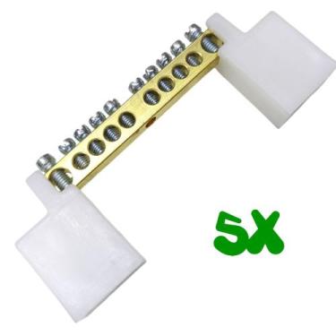 Imagem de Kit 5 Barramento Universal Neutro ou Terra com 10 Furos para Painel Qu