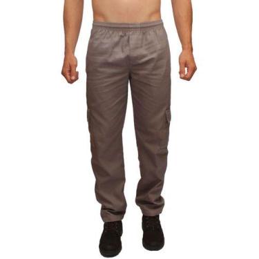 Imagem de Calça Brim Extra Plus Size Especial Conforto Elástico Cordão - NoBrand