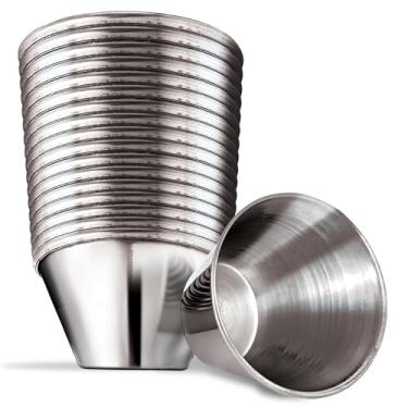 Imagem de Copos de condimento de aço inoxidável de 70,9 g (pacote com 12), copos de molho de porção individual, pequenos ramequins de metal para ketchup, marinara, molho de churrasco e muito mais! Copos
