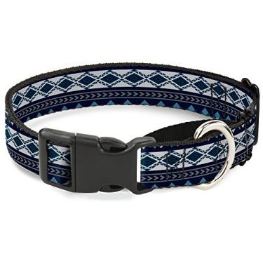 Imagem de Buckle-Down Coleira para cachorro Aztec4 azul/branco/cinza martingale, 3,8 cm de largura, serve para pescoço de 40,6 a 58,4 cm - médio