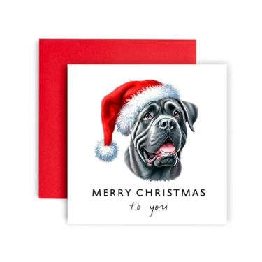 Imagem de Huxters Cartão de Natal do cão – Cane Corso – Feliz Natal para mãe e pai de cachorro – Cartão de Natal do cão para amigos Família Primeiro Natal (Cane Corso)