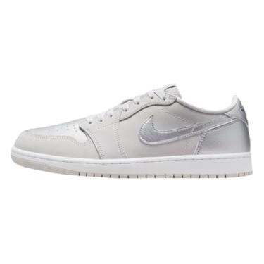 Imagem de Tênis masculino Air Jordan 1 Retro Low OG cinza neutro/prata metálico (CZ0790 002), Cinza neutro/branco/prata metálica, 46