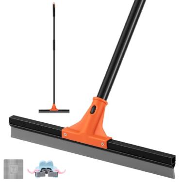 Imagem de wlich Rodo de chão resistente, lâmina de borracha de 43 cm, cabo de alumínio de 152 cm de comprimento, rodo de limpeza multiuso para garagem, azulejo, deck, banheiro, janela, vidro