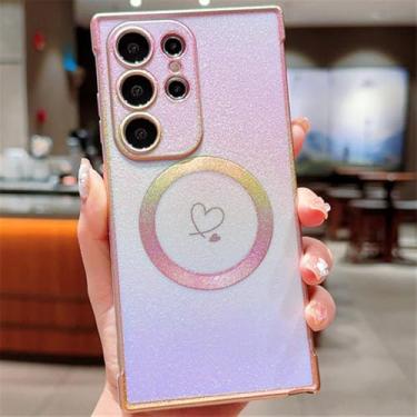 Imagem de Capa magnética de revestimento de luxo para Samsung Galaxy S24 23 22 21 Ultra Plus S21 23 FE Capa de carregamento sem fio, roxa, para S21 Plus