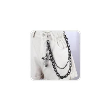 Imagem de Correntes jeans para homens e mulheres punk hip hop corrente gótica preta cruz calça corrente teia aranha rebites fantasma emoção acessórios Halloween cosplay grunge joias, Middle, Metal não precioso,